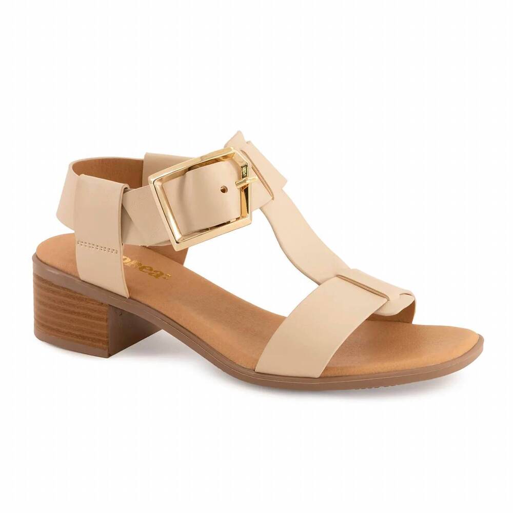 NEW ANDREA women's ankle-strap comfort sandals in beige